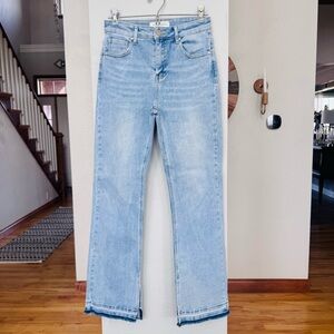 Risen Holly High Rise Exposed Hem Light Wash Women's Straight Leg Jeans